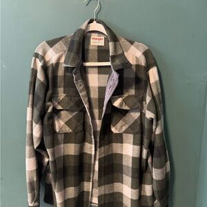 L Wrangler Green and White Plaid Shirt